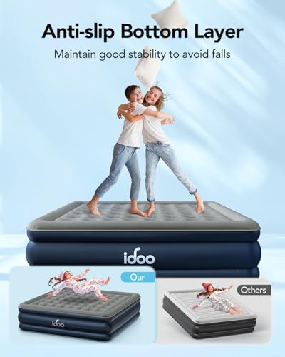 iDOO King Air Mattress with Built in Pump, 18" Raised Comfort Blow up Mattress, Upgraded Four Chamber Air Bed, Durable Inflatable Mattress for Guests & Home, colchones inflables, AirBed, 750lbs Max