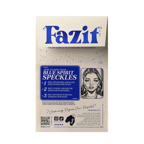 Fazit Makeup Patches - Face Makeup Patches - Beauty Face Makeup - Blue Speckles - Waterproof Blue Speckles - Temporary Face Blue Speckles For Women - 6 count