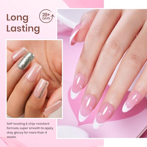 Beetles Gel Polish 6 Colors Jelly Gel Nail Polish Set Gift, Milky White Sheer Pink Nude Brown Translucent Soak Off Uv Nail Gel Diy Art for Girls Women Ultimate Monochrome Collection