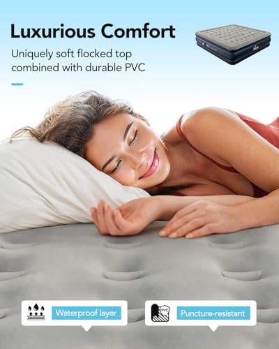 iDOO King Air Mattress with Built in Pump, 18" Raised Comfort Blow up Mattress, Upgraded Four Chamber Air Bed, Durable Inflatable Mattress for Guests & Home, colchones inflables, AirBed, 750lbs Max