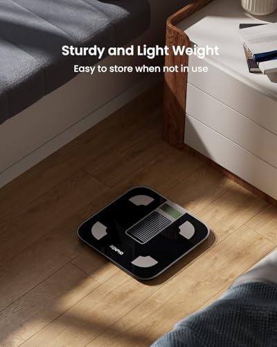 RENPHO Scale for Body Weight and Fat Percentage, No Battery Replacement Solar Power Digital Bathroom Smart Scale Bluetooth Body Fat Scale, Body Composition Monitor with App 400 lbs-Elis