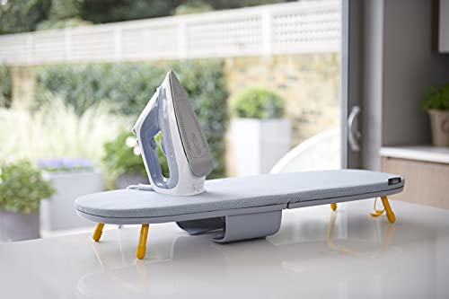Joseph Joseph Folding Tabletop Ironing Board with Iron Holder, Compact, Space-Saving, Grey/Yellow(50009)