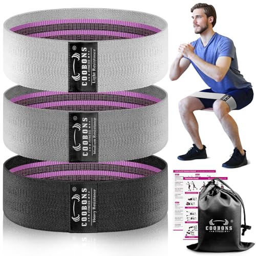 Fabric Resistance Bands for Working Out - Exercise Bands for Women and Men, Booty Bands for Legs and Butt, Yoga, Pilates, Rehab, Fitness and Home Workout