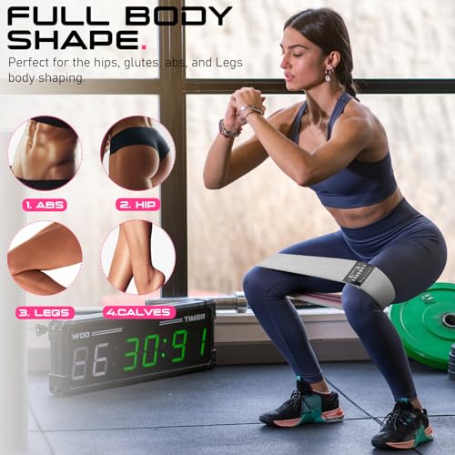 Fabric Resistance Bands for Working Out - Exercise Bands for Women and Men, Booty Bands for Legs and Butt, Yoga, Pilates, Rehab, Fitness and Home Workout
