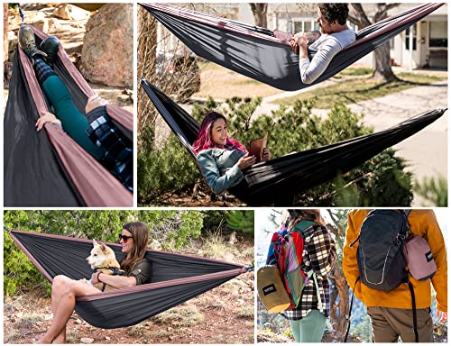 Kootek Camping Hammock 500 lbs Capacity, Camping Essentials, Lightweight Portable Double Hammock with Tree Straps, Camping Gear for Outside Hiking Camping Beach Backpack Travel