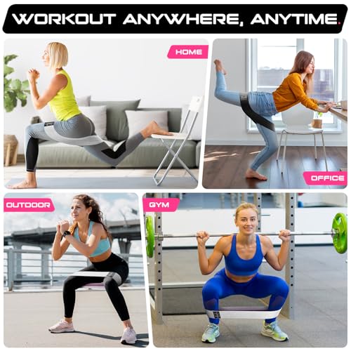 Fabric Resistance Bands for Working Out - Exercise Bands for Women and Men, Booty Bands for Legs and Butt, Yoga, Pilates, Rehab, Fitness and Home Workout