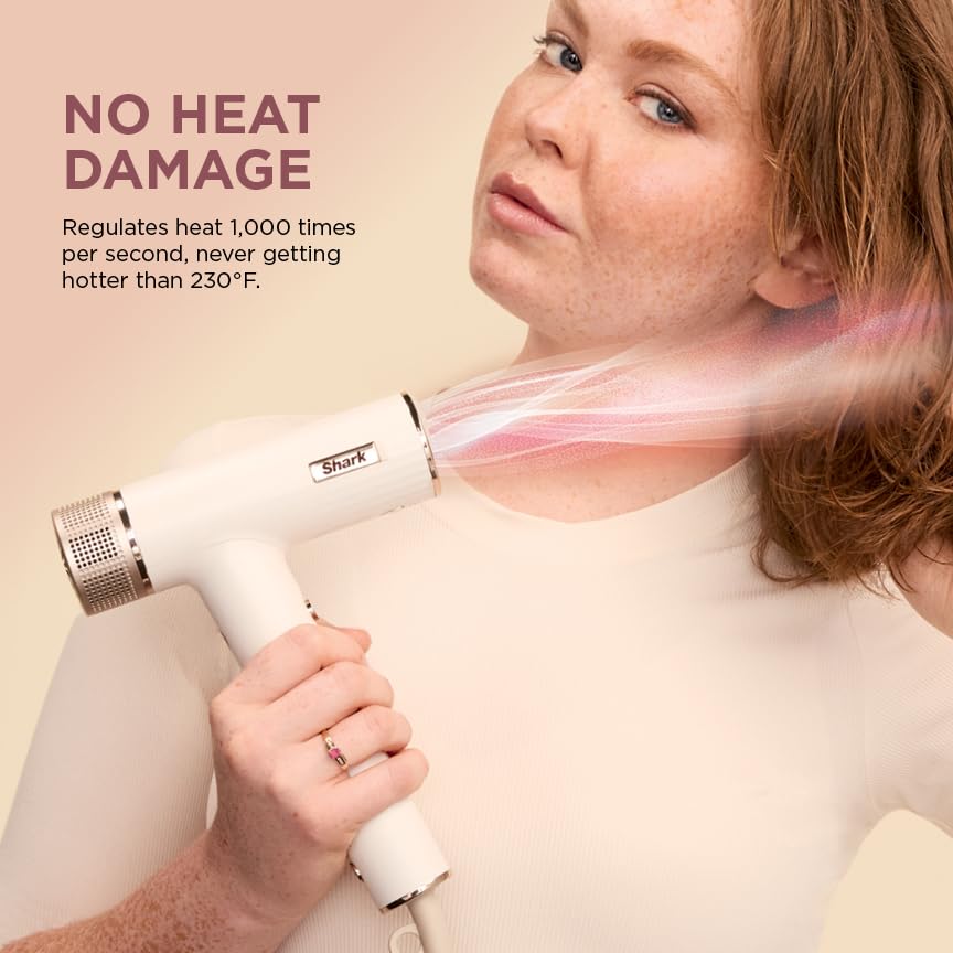 Shark Hair Dryer SpeedStyle RapidGloss Finisher and High-Velocity Dryer, Ionic Hair Blow Dryer with IQ Speed Styling and Drying Suite, No Heat Damage, Best for Curly and Coily Hair, Silk, HD332