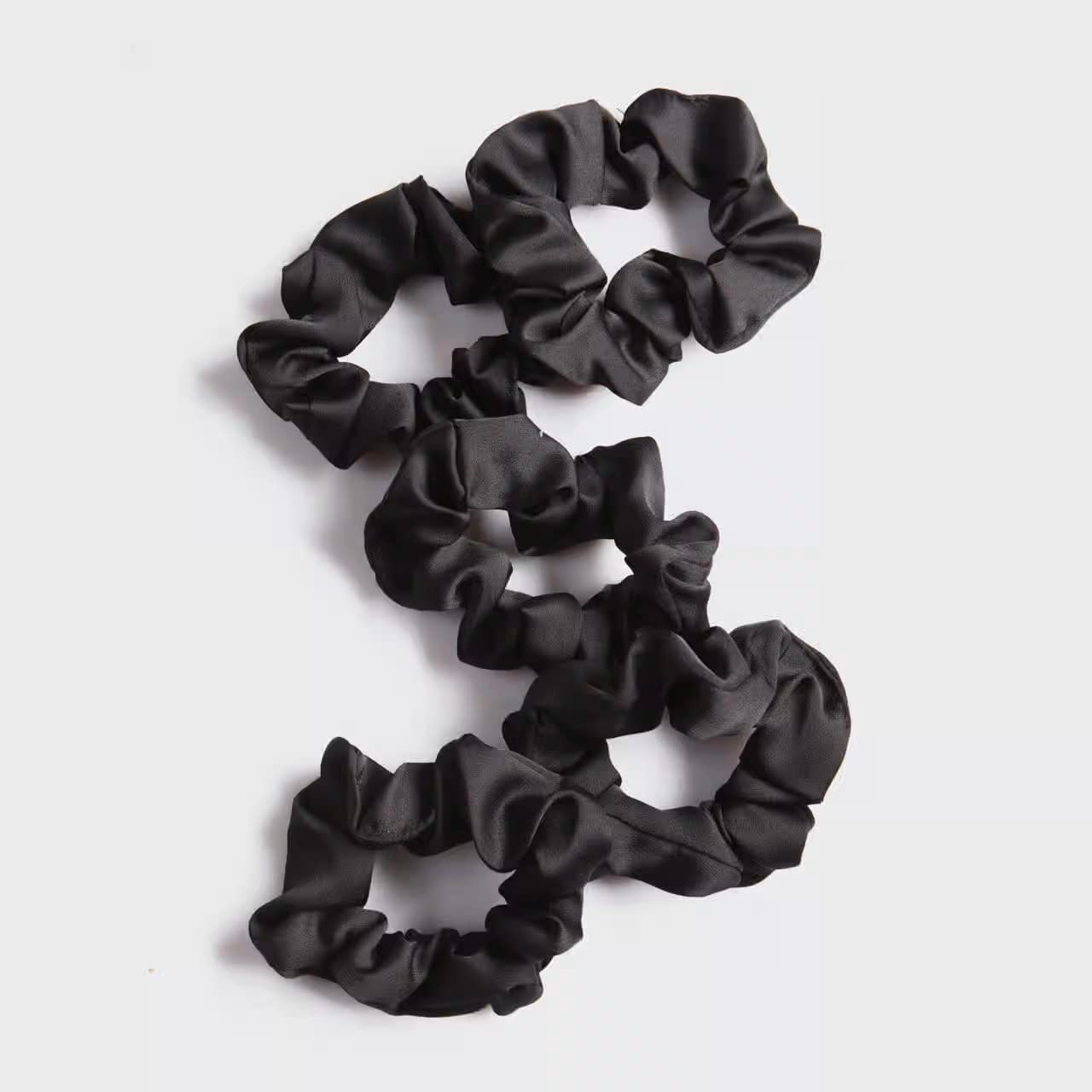 Kitsch Satin Hair Scrunchies for Women, Softer Than Silk Scrunchies for Hair, Satin Scrunchies for Girls, Satin Hair Ties for Women, Silk Hair Ties No Damage, Silk Ponytail Holders, 5 pcs (Black)