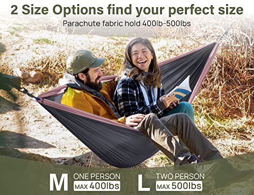 Kootek Camping Hammock 500 lbs Capacity, Camping Essentials, Lightweight Portable Double Hammock with Tree Straps, Camping Gear for Outside Hiking Camping Beach Backpack Travel