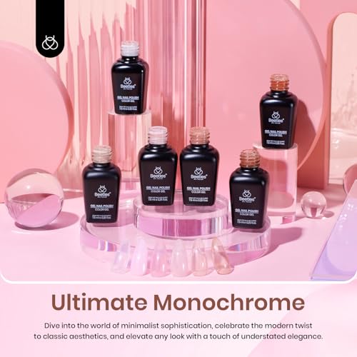 Beetles Gel Polish 6 Colors Jelly Gel Nail Polish Set Gift, Milky White Sheer Pink Nude Brown Translucent Soak Off Uv Nail Gel Diy Art for Girls Women Ultimate Monochrome Collection