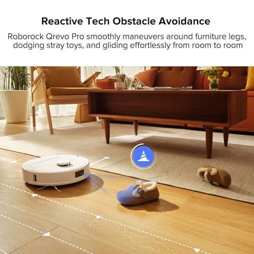 roborock Qrevo Pro Robot Vacuum and Mop with FlexiArm Design Edge Mopping, Dynamic Hot Water Mop Washing and Auto Mop Drying, Intelligent Dirt Detection, 7,000 Pa Suction
