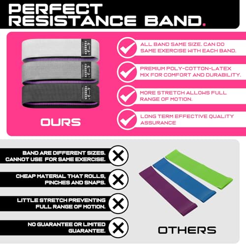 Fabric Resistance Bands for Working Out - Exercise Bands for Women and Men, Booty Bands for Legs and Butt, Yoga, Pilates, Rehab, Fitness and Home Workout