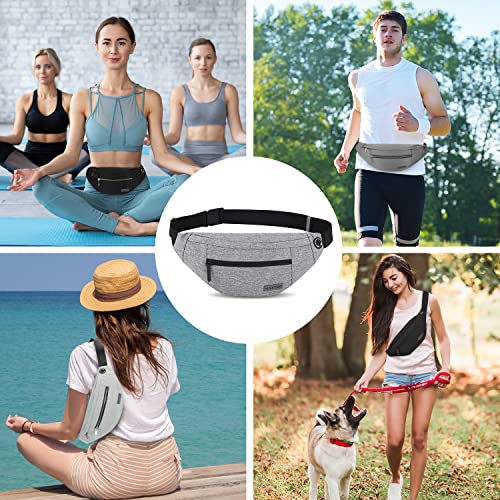 Large Fanny Packs Belt Bag for Women Men Cross Body with 4-Zipper Pockets Gifts for Enjoy Festival Sports Yoga Workout Running Casual Hands-Free Waist Pack Travel Essentials Carrying All Size Phones