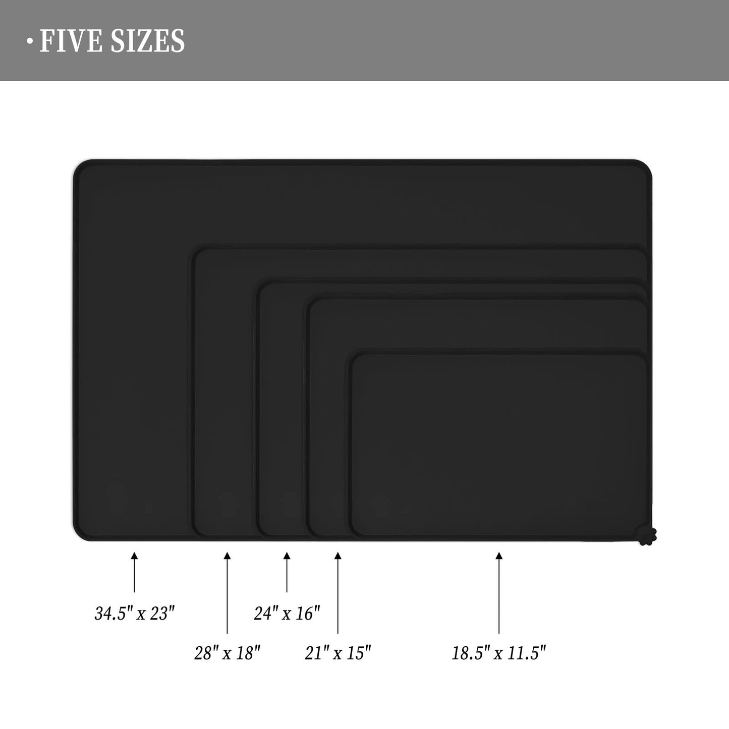 Reopet Waterproof Pet Feeding Mat with High Raised Edges, Heavier and Thicker Placemats for Cat Dog Water Bowl, BPA Free Silicone Feeding Mat, Dog Cat Feeding Mats for Food and Water Prevent Spill