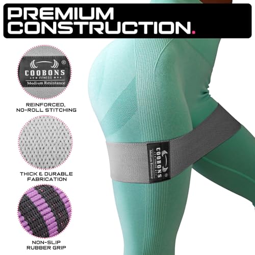 Fabric Resistance Bands for Working Out - Exercise Bands for Women and Men, Booty Bands for Legs and Butt, Yoga, Pilates, Rehab, Fitness and Home Workout