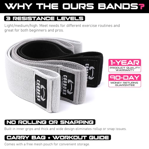 Fabric Resistance Bands for Working Out - Exercise Bands for Women and Men, Booty Bands for Legs and Butt, Yoga, Pilates, Rehab, Fitness and Home Workout
