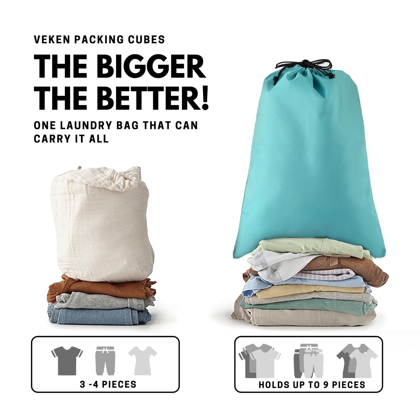Veken 6 Set Packing Cubes for Suitcases, Travel Essentials for Carry on Luggage, Suitcase Organizer Bags Set for Travel Accessories in 4 Sizes(Extra Large, Large, Medium, Small),Cyan
