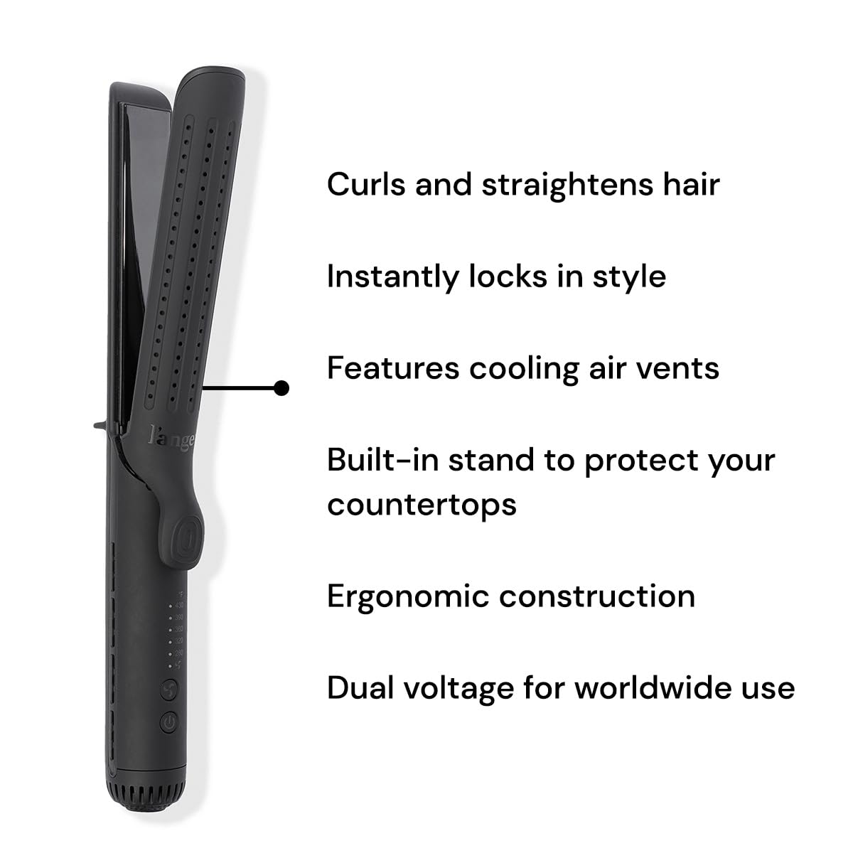 L'ANGE HAIR Le Duo Grande 360° Airflow Styler | 2-in-1 Curling Wand & Titanium Flat Iron Professional Hair Straightener and Curler with Cooling Air Vents to Lock in Style | Adjustable Temp (Black)