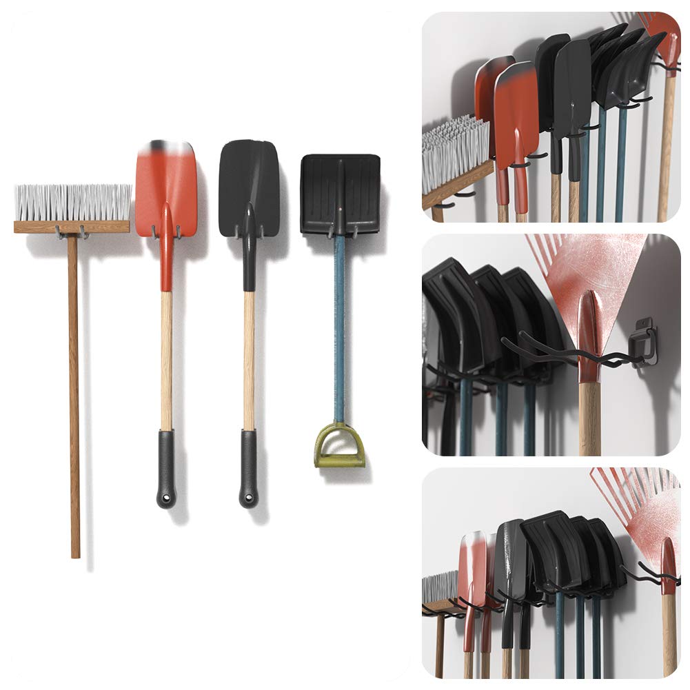 TORACK Garage Hooks Tool Organizer, 4 Pack Heavy Duty Steel 12" Wave Hooks, Wall Mount Garage Storage Utility Hooks for Car Tires, Ladder, Chairs, Power Tools, Garden Tools