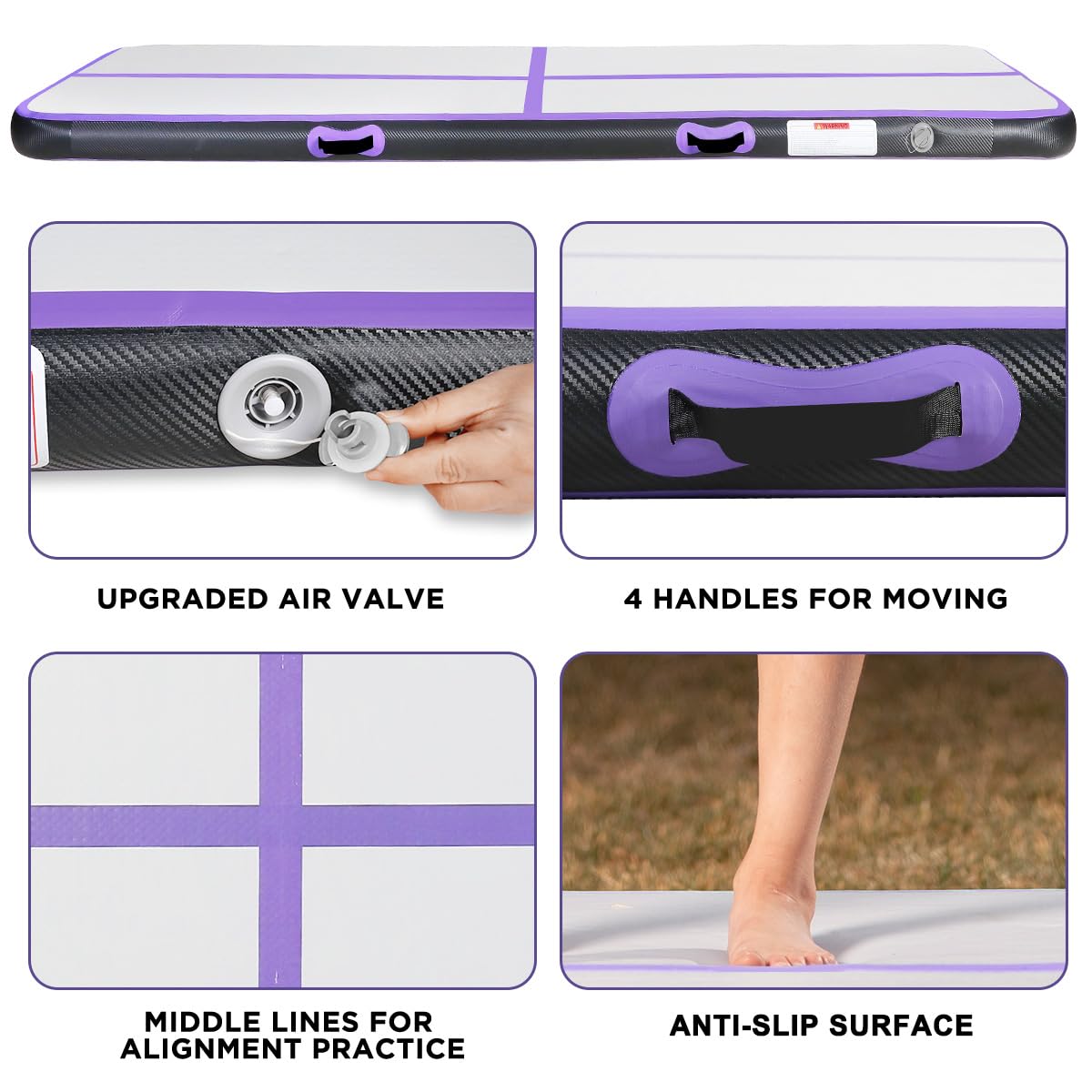KIKILIVE Inflatable Air Gymnastics Tumbling Mat 10ft, Air Tumble Track Mat 4 inches Thickness with Electric Air Pump for Home Use/Training/Cheerleading/Yoga/Water/Beach/Park