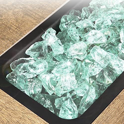 GASPRO 20 lbs Fire Glass for Propane Fire Pit, 1/2-Inch Decorative Firepit Glass Rock for Gas Fireplace, Aqua