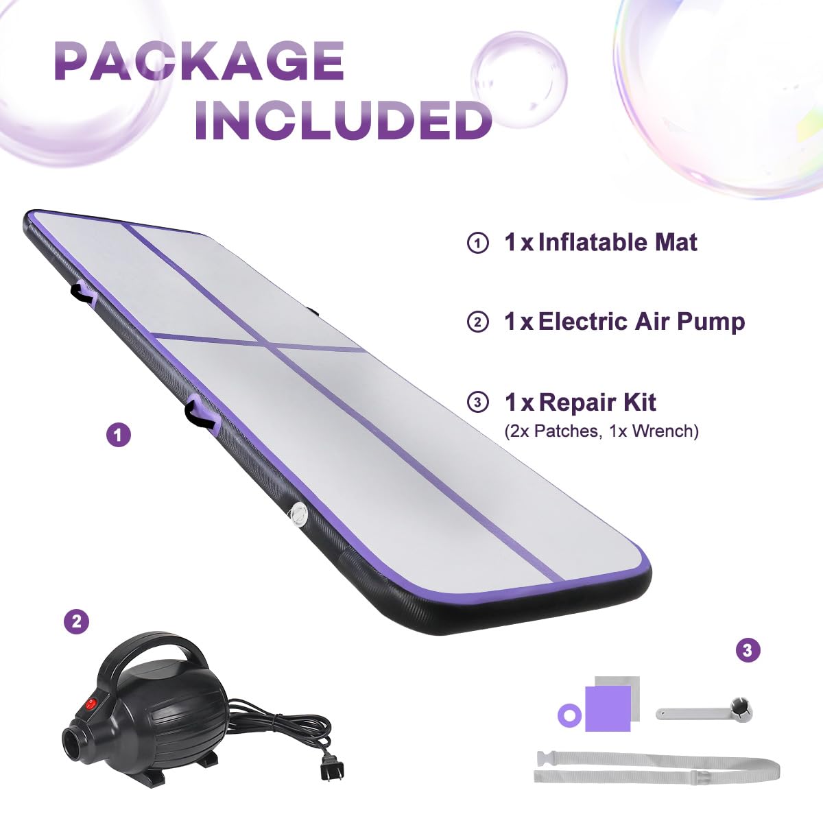 KIKILIVE Inflatable Air Gymnastics Tumbling Mat 10ft, Air Tumble Track Mat 4 inches Thickness with Electric Air Pump for Home Use/Training/Cheerleading/Yoga/Water/Beach/Park
