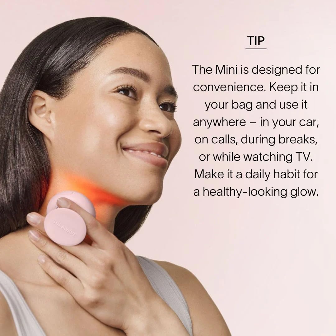 Solawave 2 in 1 Anti-Aging Face & Body Skincare Mini with Red and Infrared Light + Therapeutic Warmth for Skin Rejuvenation, Wrinkles, Fine Lines, Blemishes, and Dark Spots