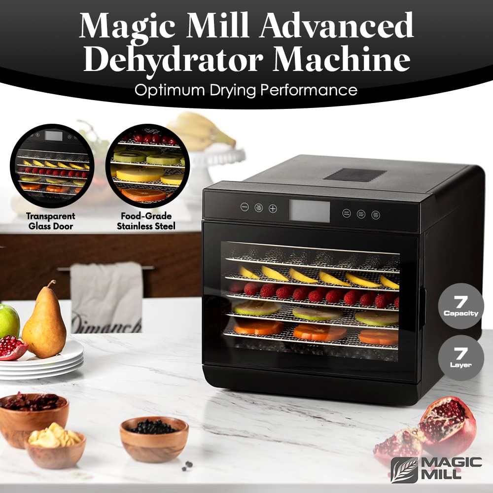 Magic Mill Food Dehydrator Machine - Easy Setup, Digital Adjustable Timer, Temperature Control | Keep Warm Function | Dryer for Jerky, Herb, Meat, Beef, Fruit and to Dry Vegetables