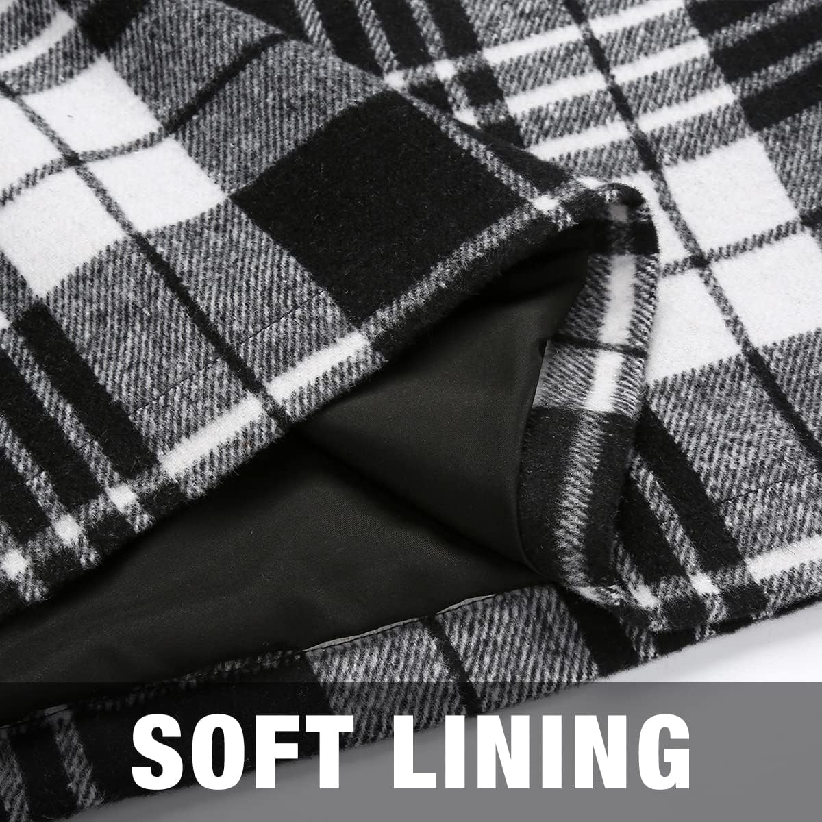 Womens High Waist Plaid Skirt Bodycon Pencil Wool Mini Skirts(Black, XS)