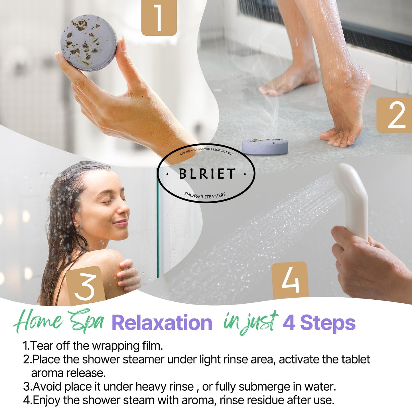 Shower Steamers Aromatherapy BLRIET 8 Pack Gifts for Women, Men, Mom, Teen Lavender Natural Essential Oil Home Spa Self Care Relaxation Stress Relief Shower Bombs Birthday Gifts Stocking Stuffers