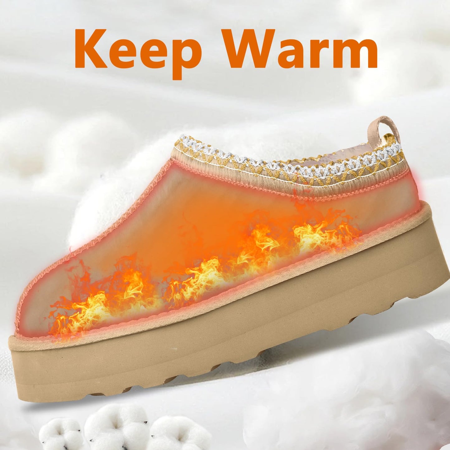 INPAKSA Women's Slippers Platform Mini Boots Short Ankle Boot Fur Fleece Lined Sneakers House slippers Anti-Slip Boot For Outdoor