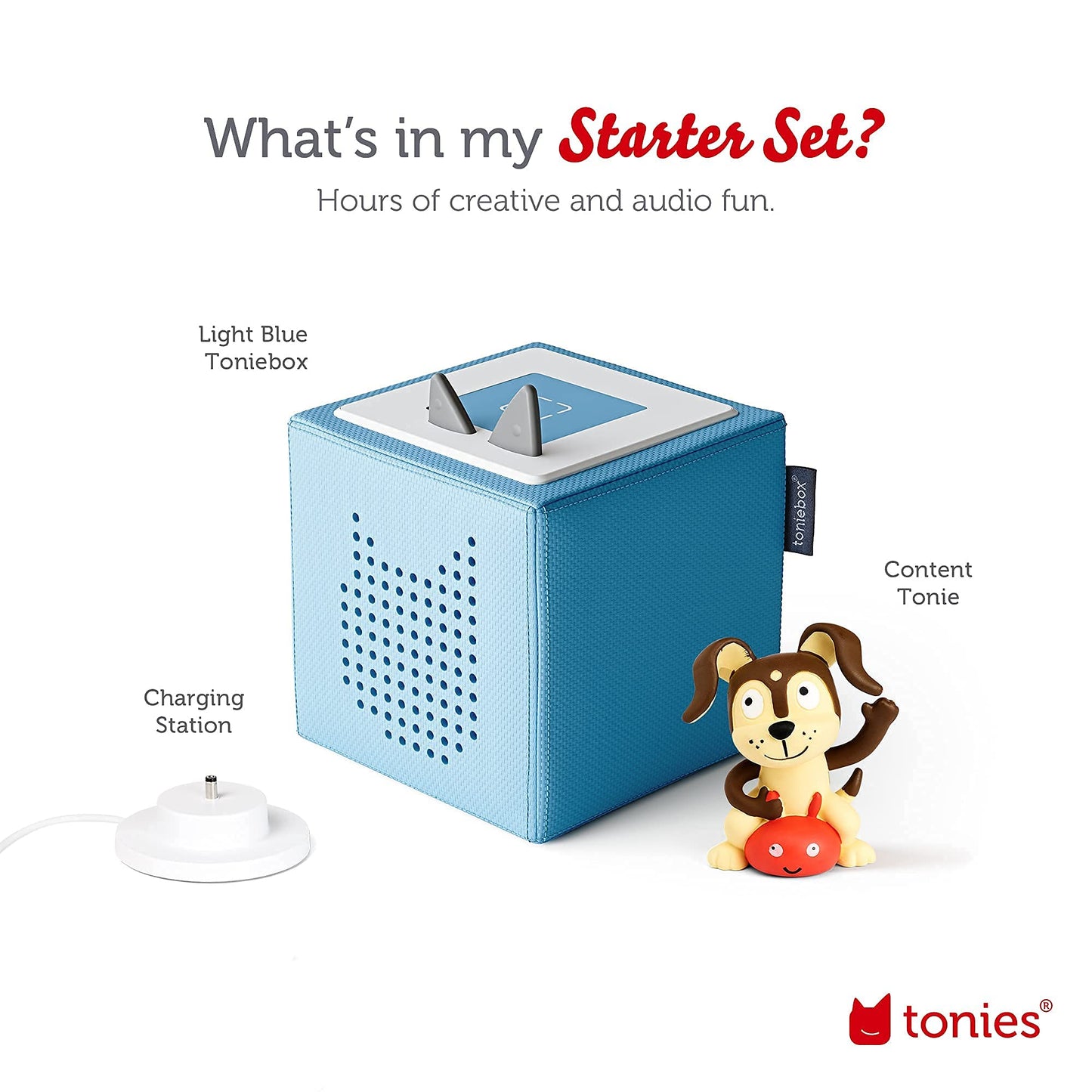Toniebox Audio Player Starter Set with Playtime Puppy - Listen, Learn, and Play with One Huggable Little Box - Light Blue