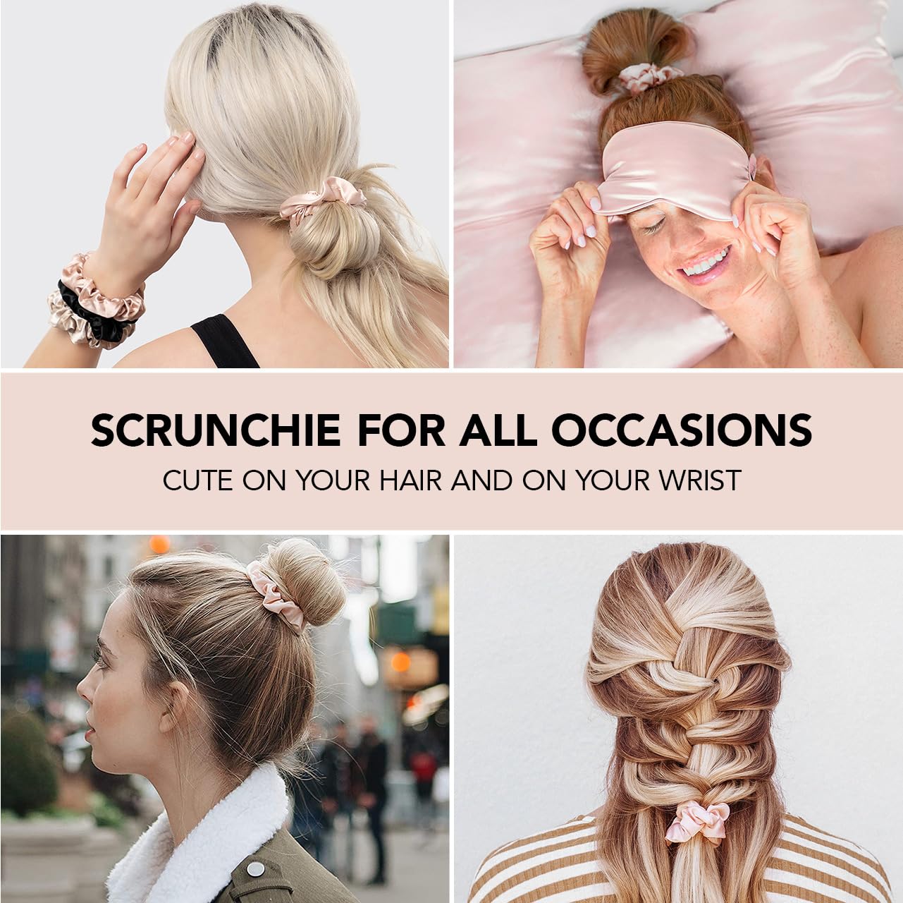 Kitsch Satin Hair Scrunchies for Women, Softer Than Silk Scrunchies for Hair, Satin Scrunchies for Girls, Satin Hair Ties for Women, Silk Hair Ties No Damage, Silk Ponytail Holders, 5pcs Assorted