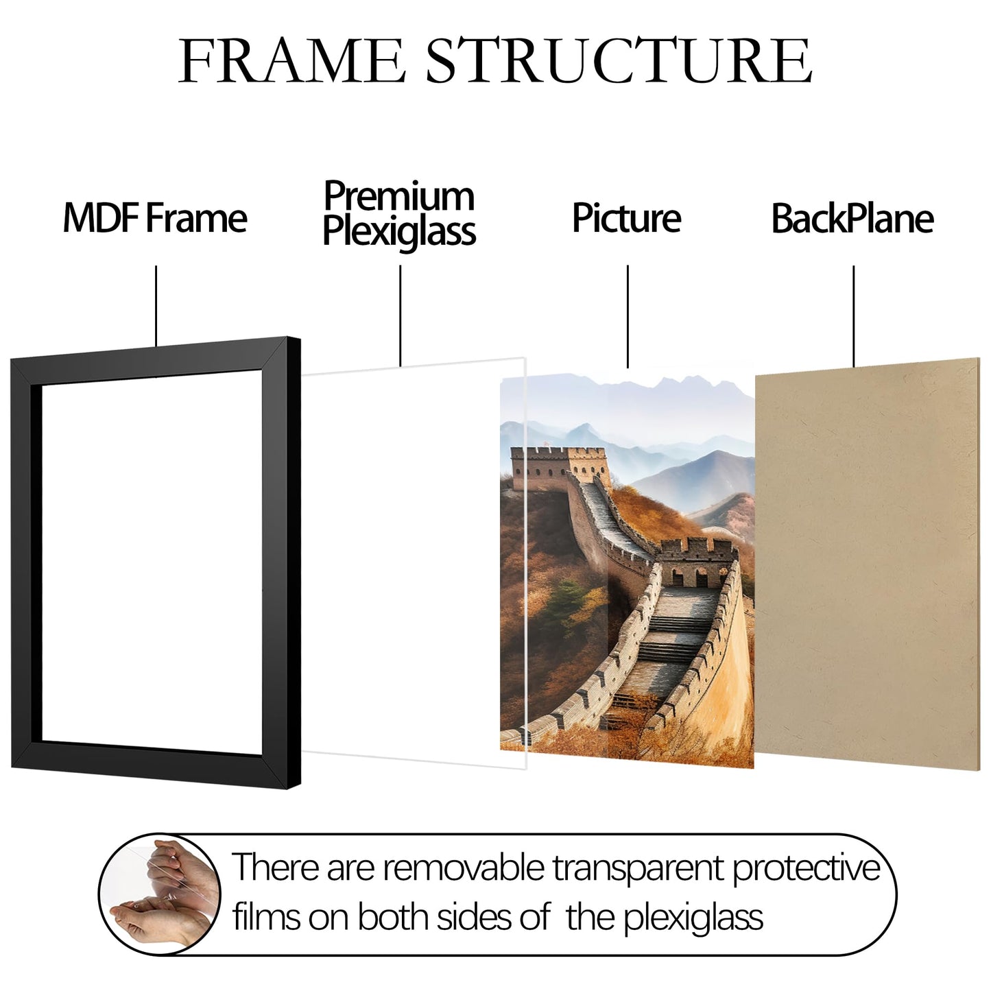 Picrit 11x14 Picture Frame, Photo Frame for Wall Mounting Diaplay, Black