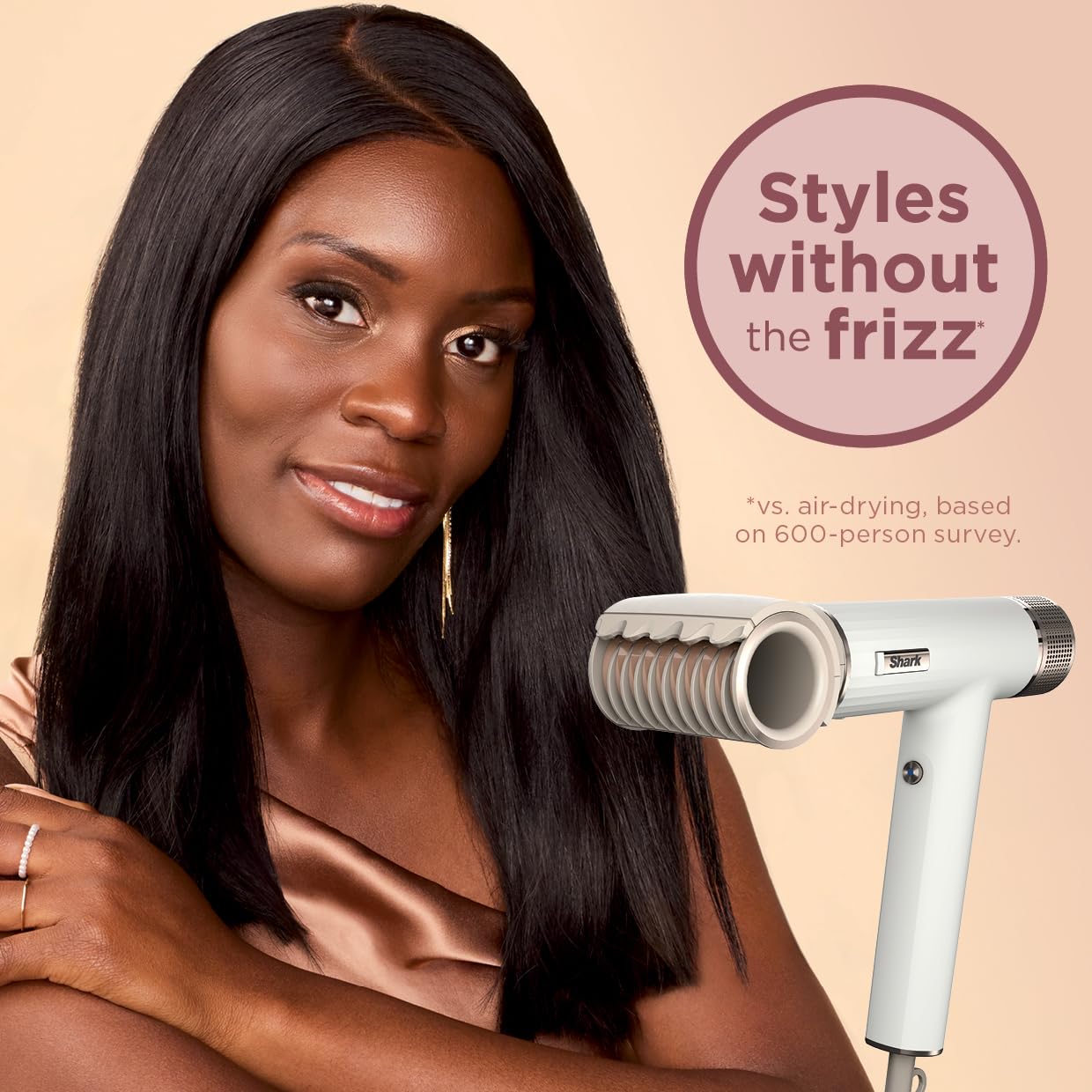 Shark Hair Dryer SpeedStyle RapidGloss Finisher and High-Velocity Dryer, Ionic Hair Blow Dryer with IQ Speed Styling and Drying Suite, No Heat Damage, Best for Curly and Coily Hair, Silk, HD332