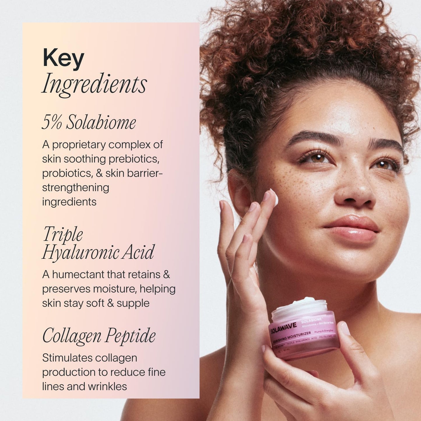 Solawave Nourishing Moisturizer with Solabiome, Hydrating for Face with Probiotics & Prebiotics, Triple Hyaluronic Acid, Polyglutamic Acid for All Skin Types (1.7 FL OZ)