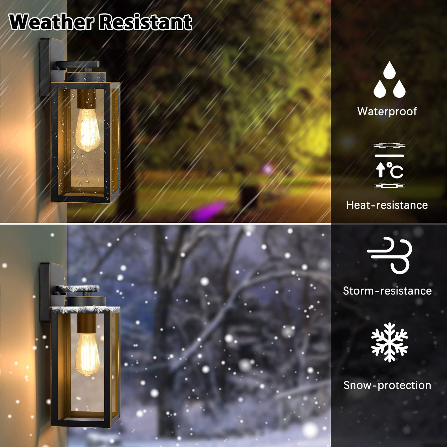 Outdoor Wall Light Fixtures, Exterior Waterproof Wall Lanterns, Bronze Porch Sconces Wall Mounted Lighting with E26 Sockets & Glass Shades, Modern Wall Lamps for Patio Front Door Entryway, 2-Pack