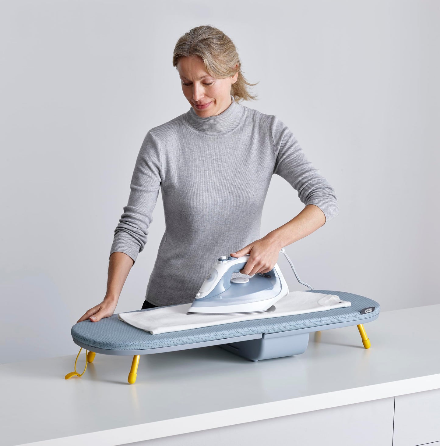 Joseph Joseph Folding Tabletop Ironing Board with Iron Holder, Compact, Space-Saving, Grey/Yellow(50009)