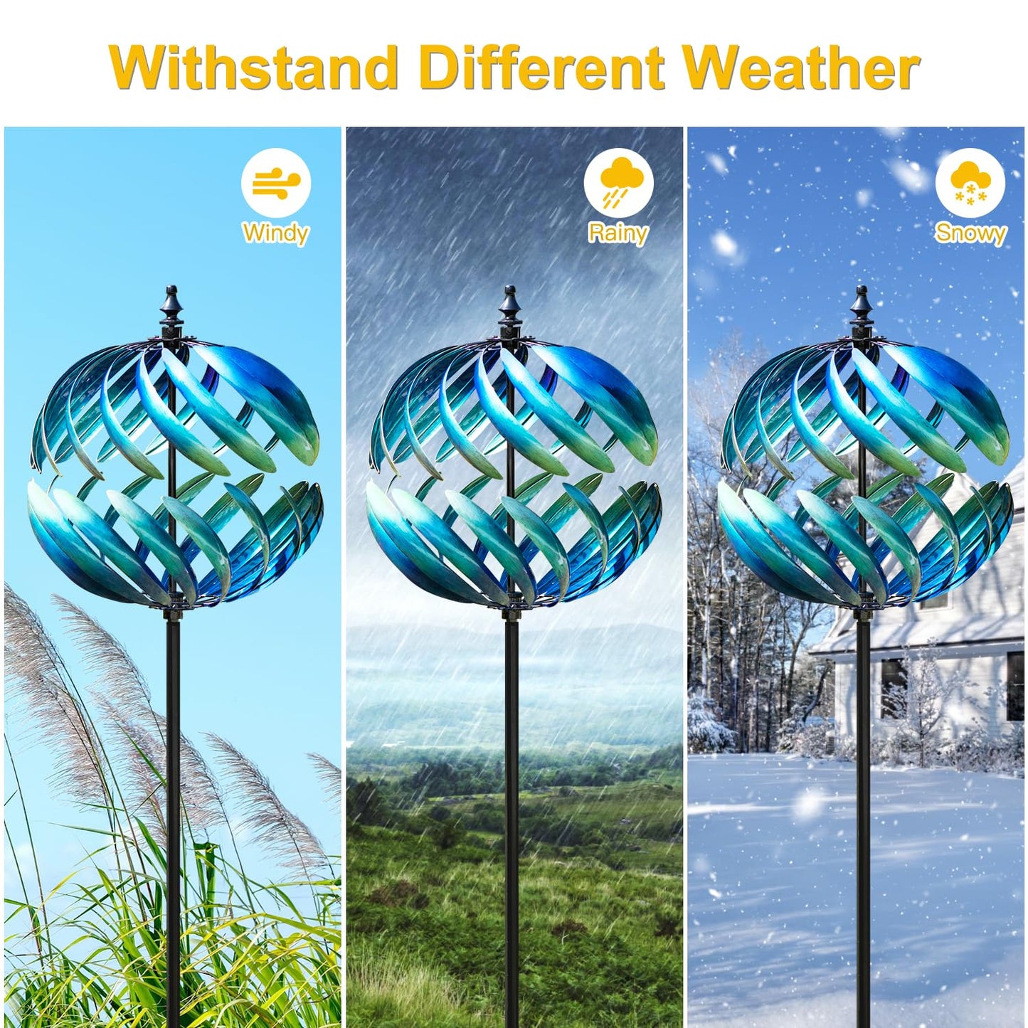 LimeHill Wind Spinner for Yard and Garden - Large Metal Kinetic Wind Sculptures for Outdoor Decorations