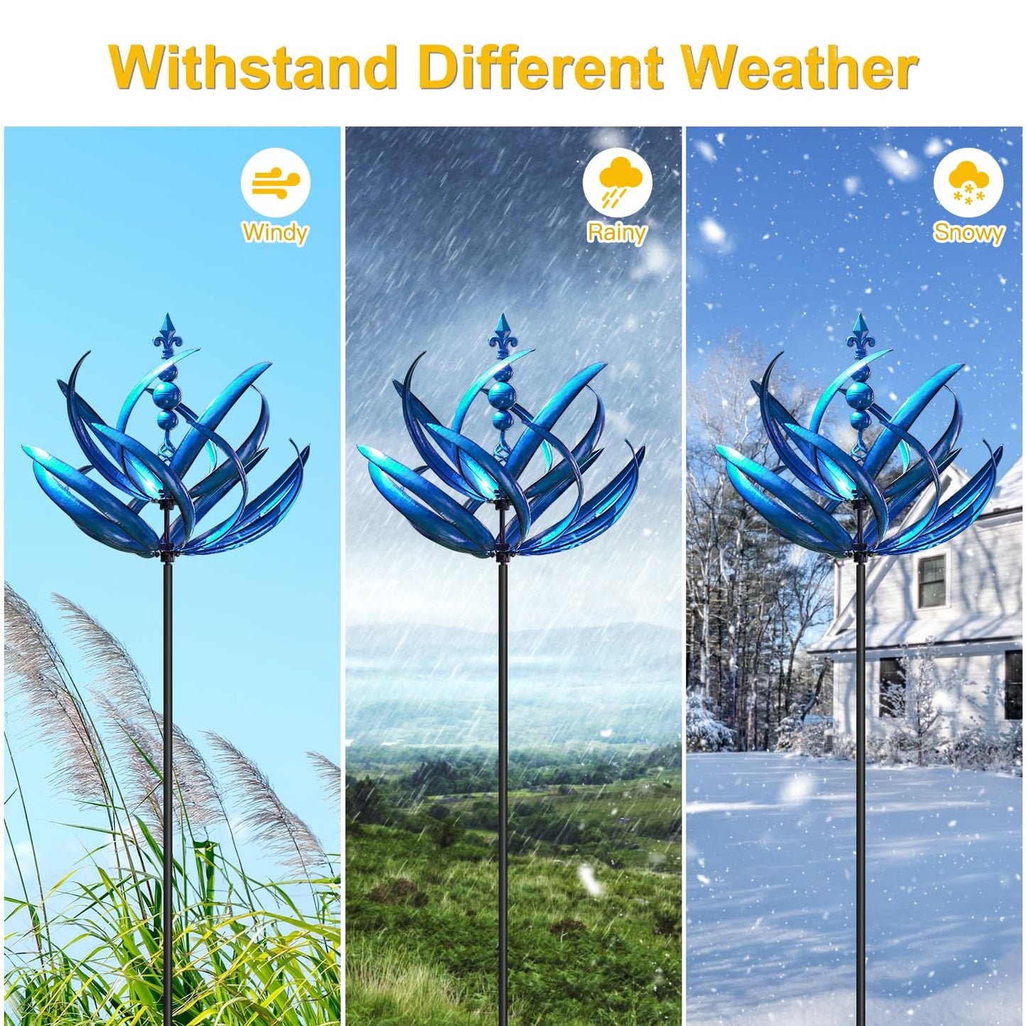 LimeHill Wind Spinner for Yard and Garden - Large Metal Kinetic Wind Sculptures, Yard Art Outdoor Decor (27 x 91 inches)
