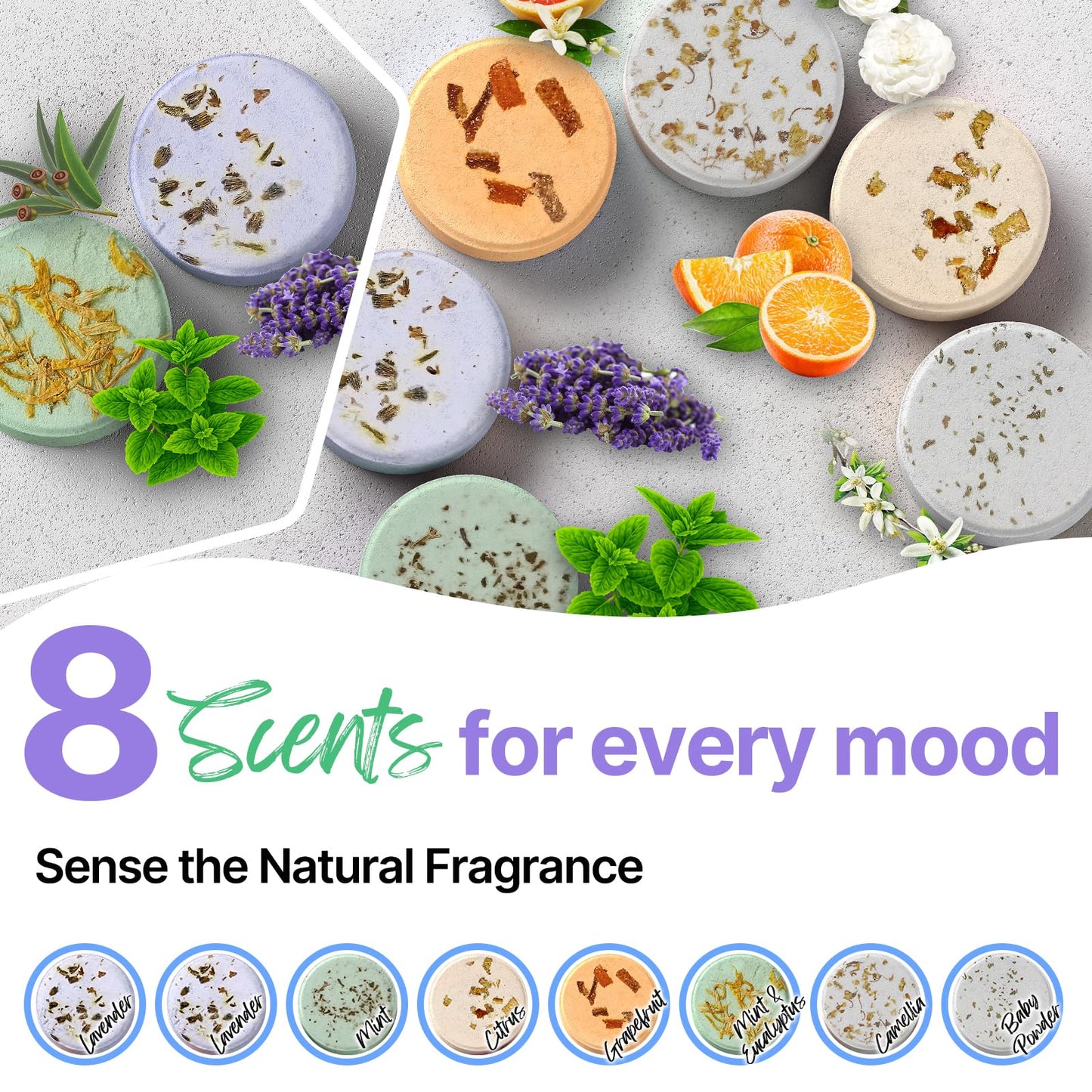 Shower Steamers Aromatherapy BLRIET 8 Pack Gifts for Women, Men, Mom, Teen Lavender Natural Essential Oil Home Spa Self Care Relaxation Stress Relief Shower Bombs Birthday Gifts Stocking Stuffers