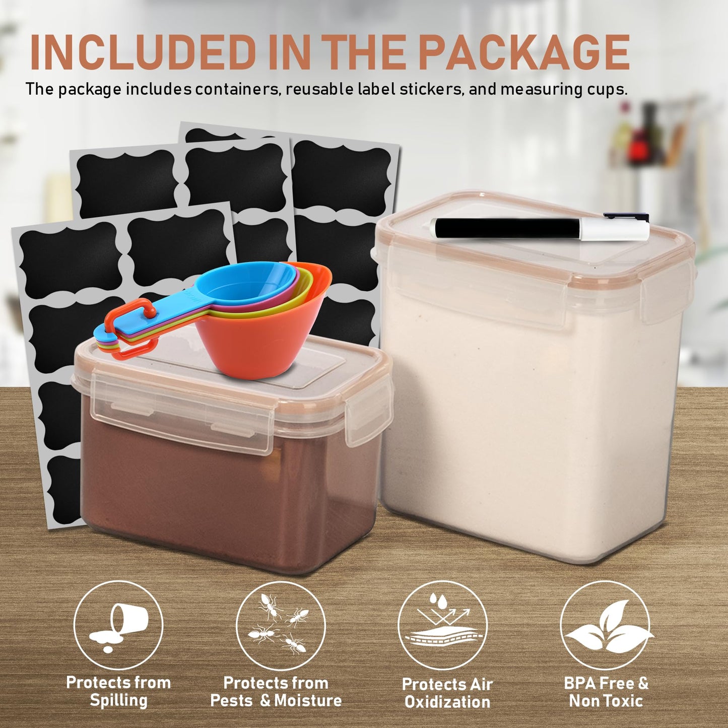 WHITE FEATHER SUPPLIES 40 PCS Airtight Food Storage Containers with Lids for Kitchen Pantry Organization and Storage - Leakproof BPA-Free Plastic Kitchen Canisters Set for Cereal, Pasta, Flour, Sugar