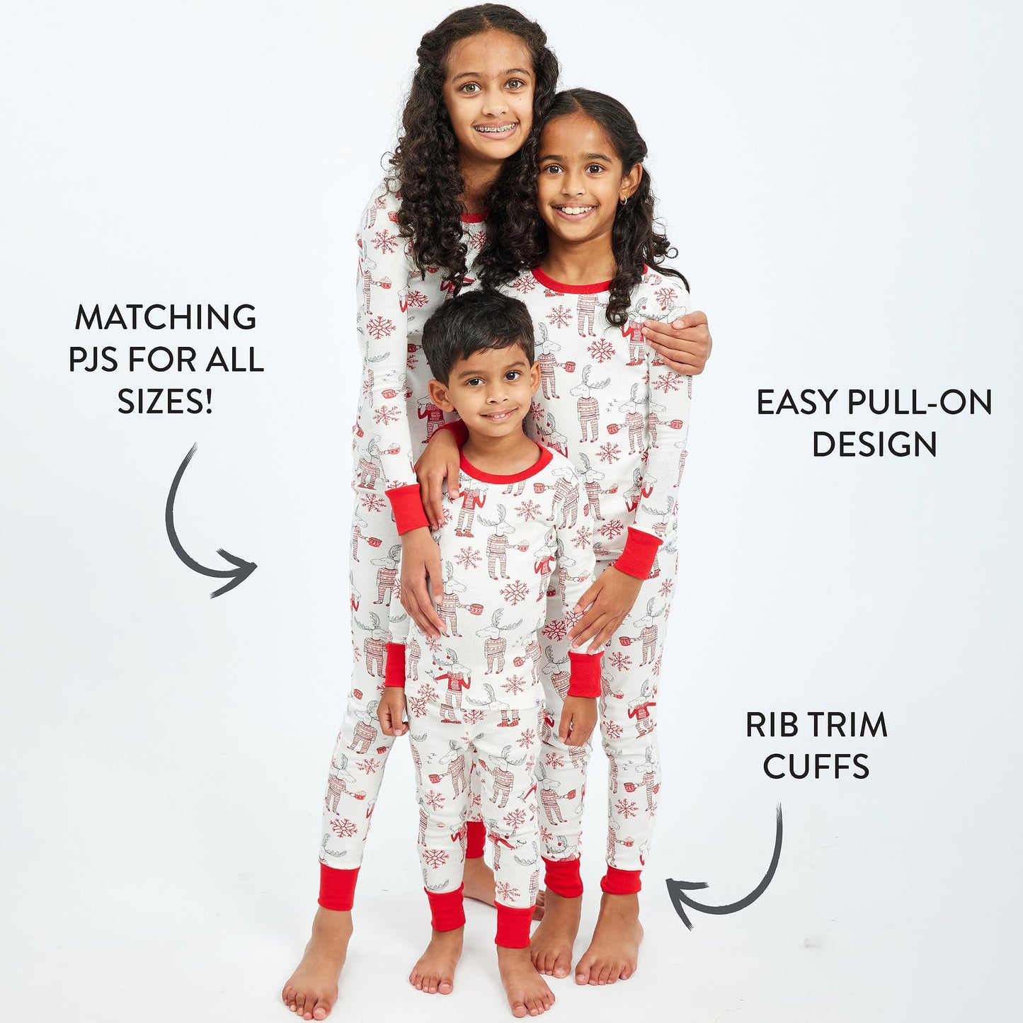 HonestBaby Family Matching Holiday Pajamas Organic Cotton for Men, Women, Kids, Toddlers, Baby Boys, Girls, Unisex Pets , Moose & Mugs, 5T