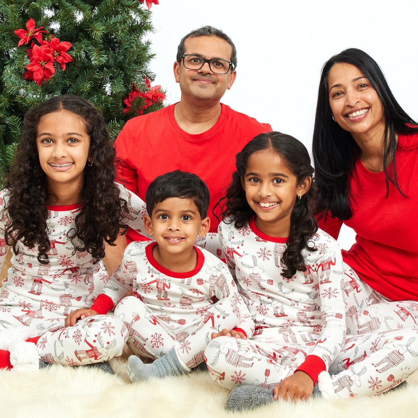 HonestBaby Family Matching Holiday Pajamas Organic Cotton for Men, Women, Kids, Toddlers, Baby Boys, Girls, Unisex Pets , Moose & Mugs, 5T