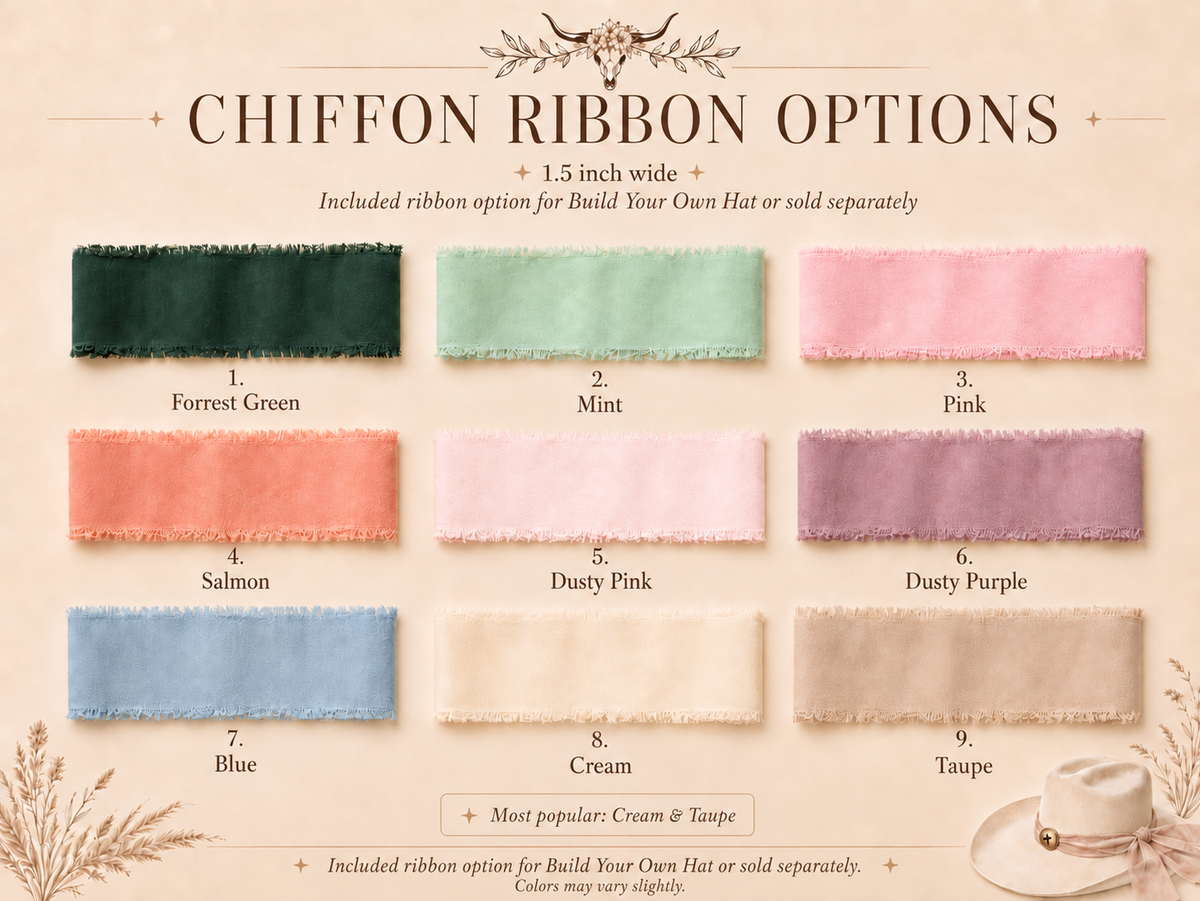 Chiffon Ribbon Bands | Included Hat Ribbon or Separate Purchase