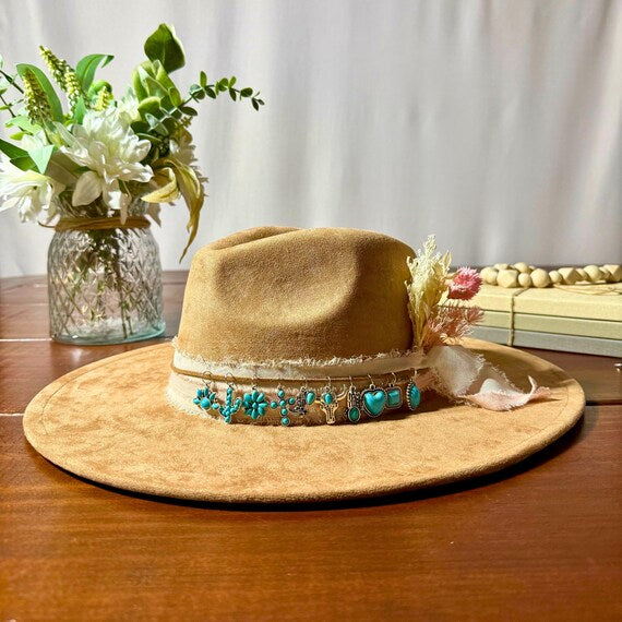 Turquoise cross hat charm closeup