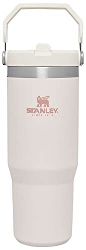 Stanley IceFlow Stainless Steel Tumbler with Straw - Vacuum Insulated Water Bottle for Home, Office or Car Reusable Cup with Straw Leak Resistant Flip Cold for 12 Hrs or Iced for 2 Days (Rose Quartz)