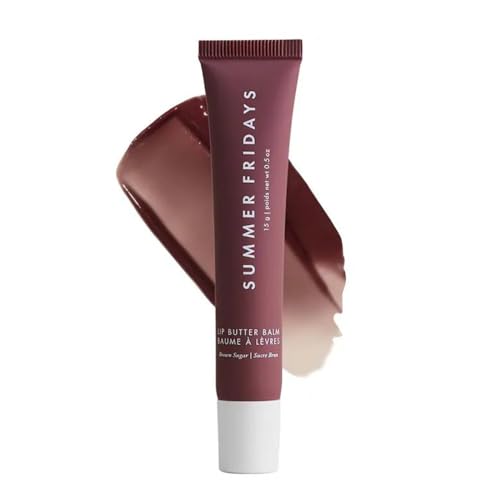 Summer Fridays Lip Butter Balm - Conditioning Lip Mask and Lip Balm for Instant Moisture, Shine and Hydration - Sheer-Tinted, Soothing Lip Care - Brown Sugar (.5 Oz)