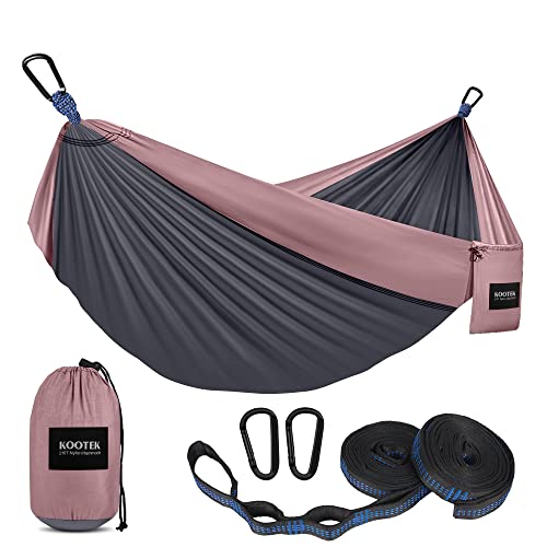 Kootek Camping Hammock 500 lbs Capacity, Camping Essentials, Lightweight Portable Double Hammock with Tree Straps, Camping Gear for Outside Hiking Camping Beach Backpack Travel