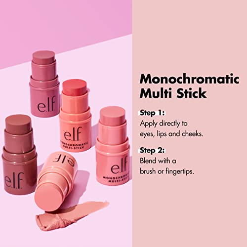 e.l.f. Monochromatic Multi Stick, Luxuriously Creamy & Blendable Color, For Eyes, Lips & Cheeks, Bronzed Cherry, 0.17 Oz (5g)